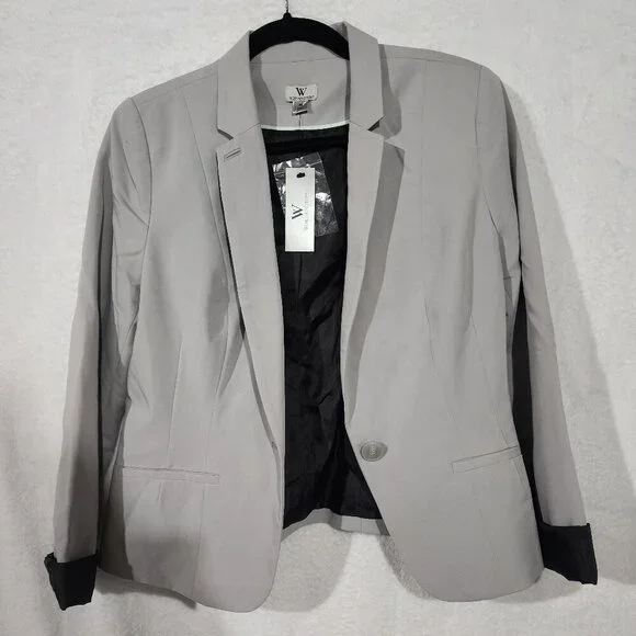 Worthington Blazer Grey One Button Closure Fully Lined Size M - Picture 1 of 7